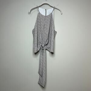 Abbeline Sleeveless Shirt Blouse Size Large Keyhole Back Front Tie